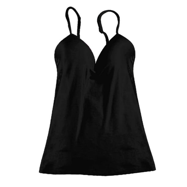 bigworldlittlethings - Camiseta sin mangas con brasier integrado para mujer  Negro Yuyangstore Sujetador integrado para mujer Cami