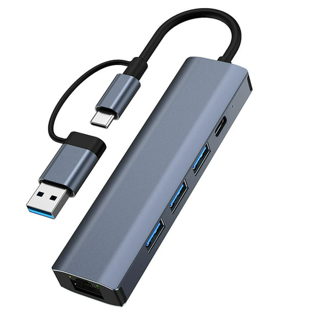  Hub USB C a USB, adaptador multipuerto USB C Hub de aleación de  aluminio, adaptador multipuerto USB C portátil, estaciones de acoplamiento  ligeras para computadora portátil, Hub USB C Ethernet para