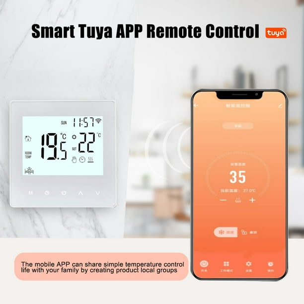 Comprar Termostato inteligente con WiFi, aplicación Tuya, 230V, 16A,  termostato eléctrico con control remoto de temperatura para calefacción por  suelo