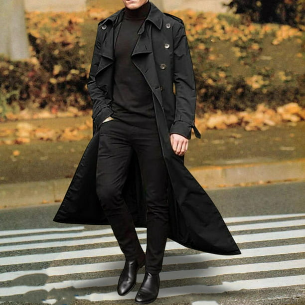 Gabardina con cinturón para hombre, abrigo de moda con doble botonadura, larga, solapa con Fernando gabardina de hombre | Walmart en línea