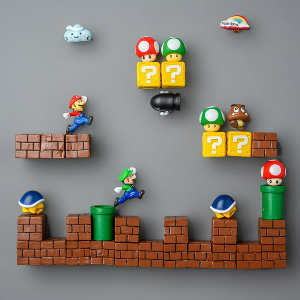 Imán de nevera de Super Mario Bros, pegatinas de dibujos animados,  decoraciones de Anime, pared de f zhangmengya LED