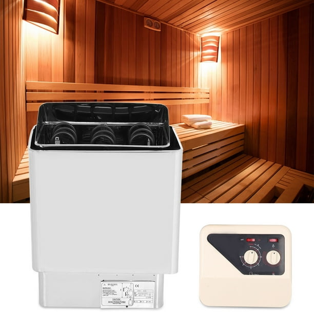  Calentador de sauna, estufa eléctrica de sauna de acero  inoxidable de 3.6 KW, tipo de control interno, estufa de sauna para baño  húmedo y seco, equipo de sala de sauna para