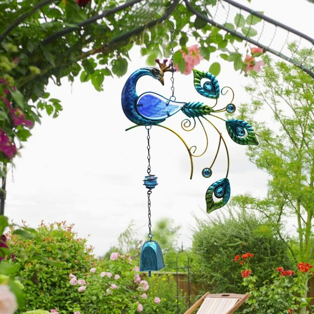 Wind Chime,outside garden peacock wind chimes decor gifts, peacock windchime  string Bells,glass windchimes outdoors wind Bead,Colorful Door Patio agate  wind Baoblaze none