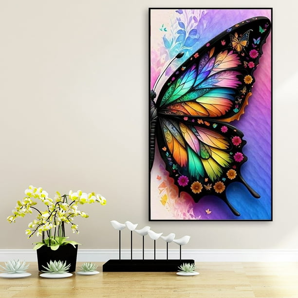Cuadros Decorativos Kit pintado a mano de aceite de pintura de lienzo DIY  de mariposa de color por números (YHRM-177) Likrtyny embutido en tela