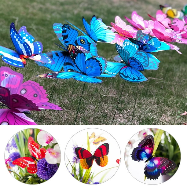 Berocia 75 estacas de mariposa para arreglos florales de jardín, decoración  al aire libre, adornos de mariposa de jardín, estacas impermeables de