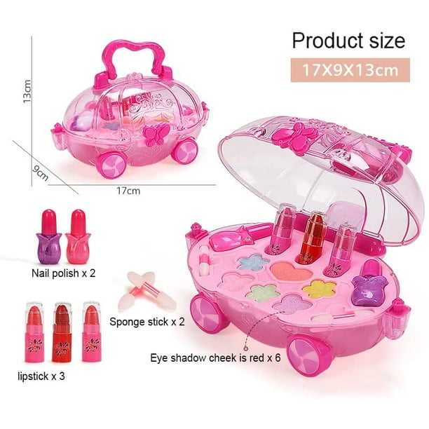 KIDCHEER Kit de maquillaje infantil para niñas, cosmético lavable real de  princesa a partir de 3 años, regalos de cumpleaños, juguetes de simulación