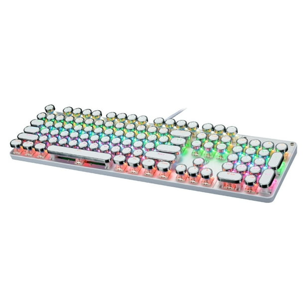 Teclado mecánico para juegos, estilo máquina de escribir, estilo retro,  punk, teclado Bluetooth con teclado redondo de metal y retroiluminación  RGB