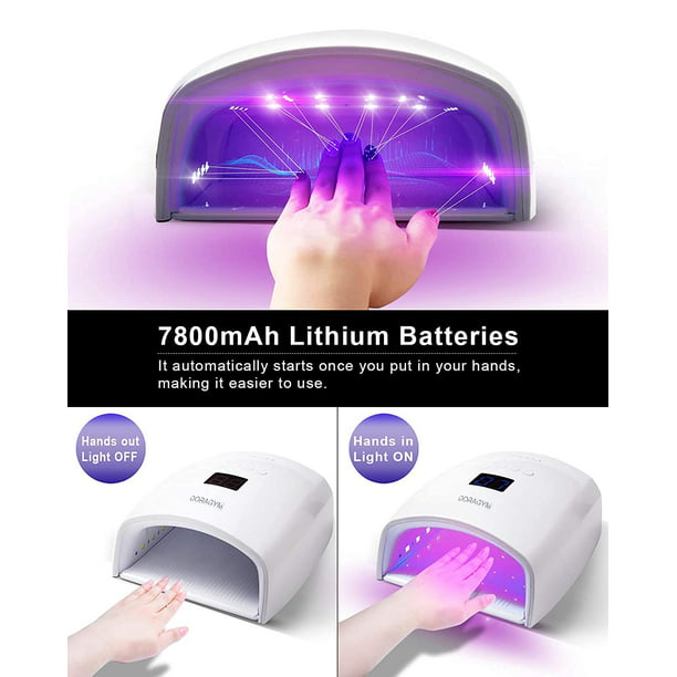 GreenLife Lámpara LED UV para uñas, lámpara de curado profesional portátil  de 54 W para uñas de gel con 18 cuentas, 3 temporizadores, sensor