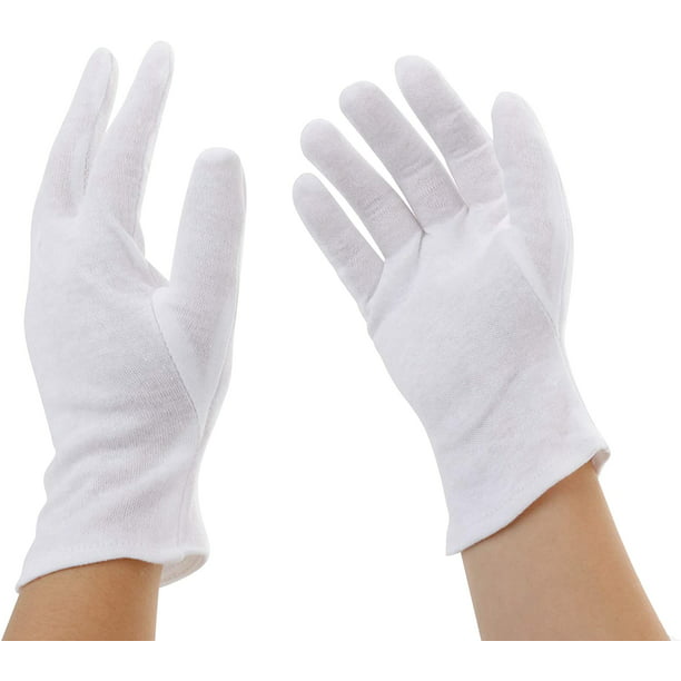 2 pares de guantes de tela de algodón, blancos, Ormromra QH-128
