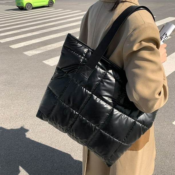 Bolso de mano acolchado ligero para mujer, bolso de lujo suave