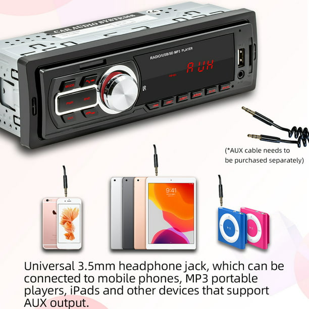 Radio De Coche 5208E coche Reproductor de audio multimedia Bluetooth Tarjeta TF U Disco AUX Unidad principal Likrtyny Accesorios para autos y motos | Walmart en línea