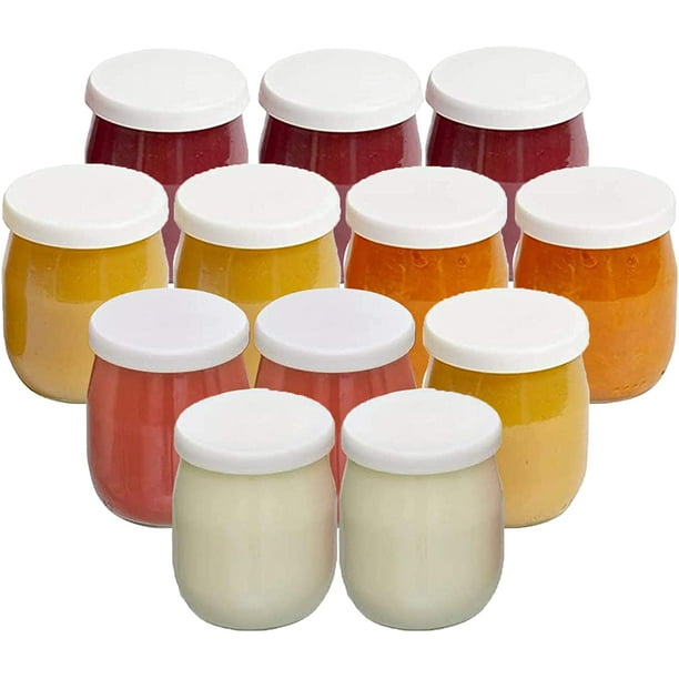 Tarros de yogur – ¡Haz más delicioso yogurt! 8 tazas pequeñas de vidrio  para yogur con tapas – 100% libre de BPA, herméticos y aptos para