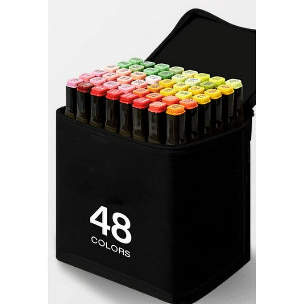 Rotuladores permanentes de punta doble de 48 colores con estuche