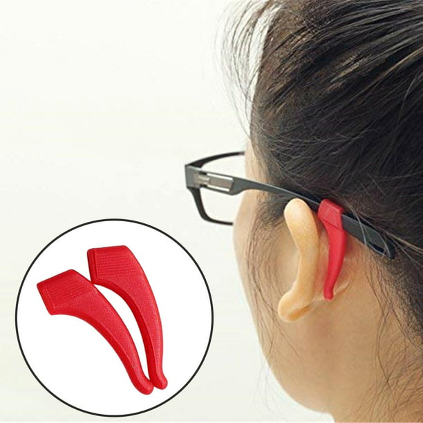 2 uds. de ganchos antideslizantes de silicona para gafas, soporte para de  de las patillas, accesorios para gafas, moda ligera Rojo Yinane Gancho para  la oreja para anteojos