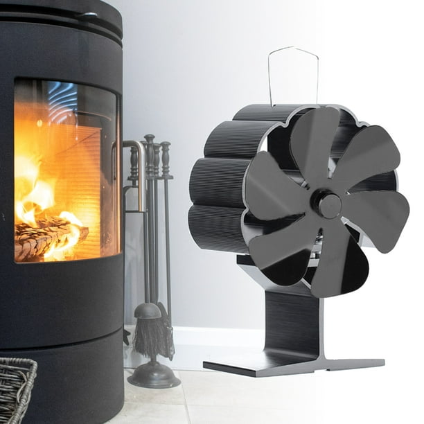 Ventilador de estufa de leña alimentado por calor, ventilador de chimenea  de motores de 6 cuchillas, ventilador termoeléctrico para estufa de leña /  pellets / quemador de leña