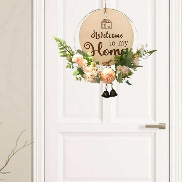 Cartel de bienvenida de madera, corona para colgar en la pared, coronas de  puerta redonda, guirnalda de letrero de madera para inauguración de la  Estilo B Gloria corona de flores