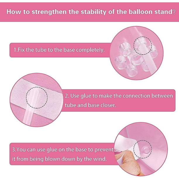 Kit de soporte para globos: 2 juegos de soporte transparente para globos de  escritorio con 7 palos para globos, 7 vasos para globos y 1 base de globo