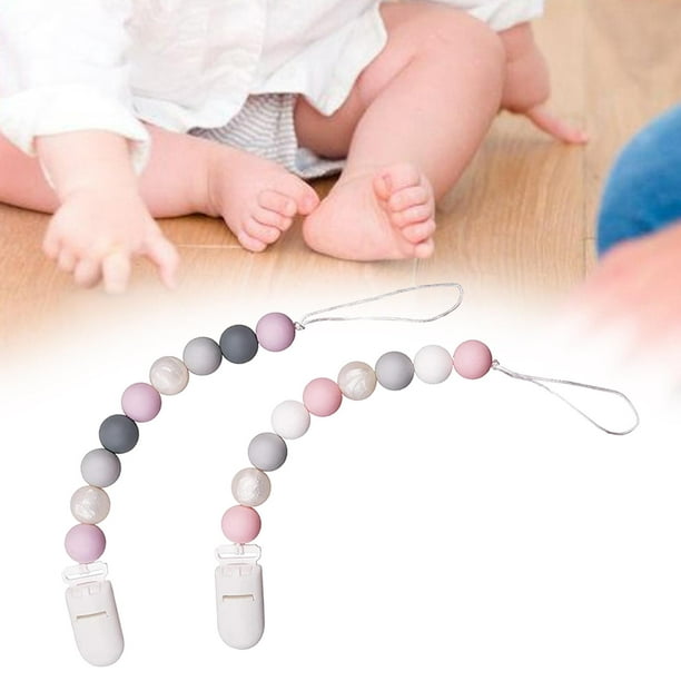Cadena para chupete de bebé, 4 unidades, 4 colores, abrazadera de cadena  para chupete de silicona suave, clip de silicona con clips suaves y firmes