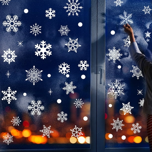 Muium(TM) Pegatinas de Navidad luminosas con copos de nieve