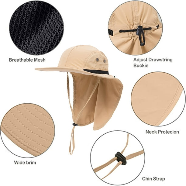 Sombrero de sol para hombre al aire libre con protección UPF 50+ Sombrero  de safari Sombrero de cubo de ala ancha con gorra para el cuello para  papá Adepaton BST3008063-4