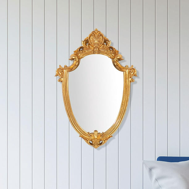 Espejo de maquilje dorado de resina de estilo retro, espejos de