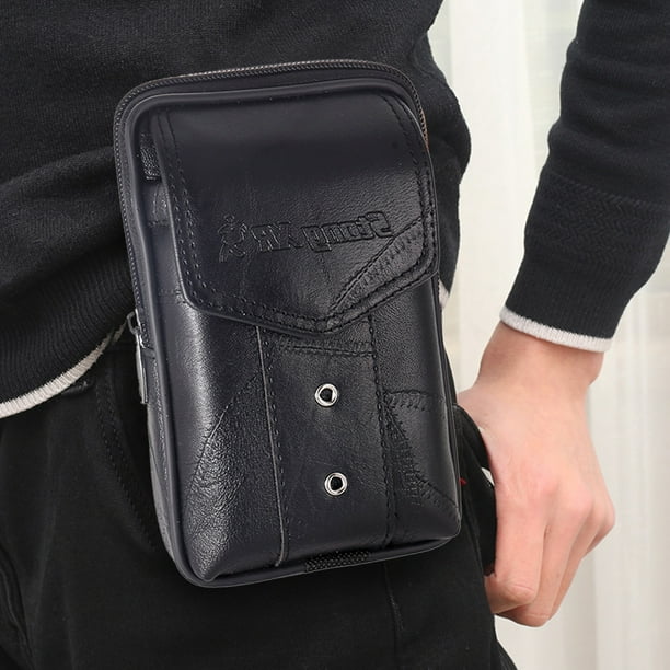 Riñonera de cuero para hombre bolso de cintura para deportes al Likrtyny  aire libre bolsillos para correr bolsa para teléfono móvil de negocios