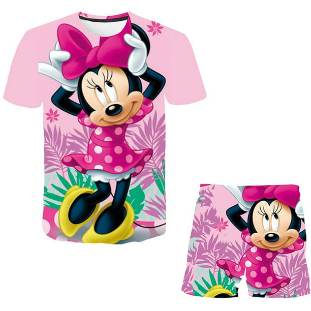 Conjuntos de ropa de Mickey de Disney para bebé, camisetas y pantalones  cortos para niñas de Mickey Mouse, 2 uds., disfraces de dibujos animados para  niños de 1 a 14 años, 6