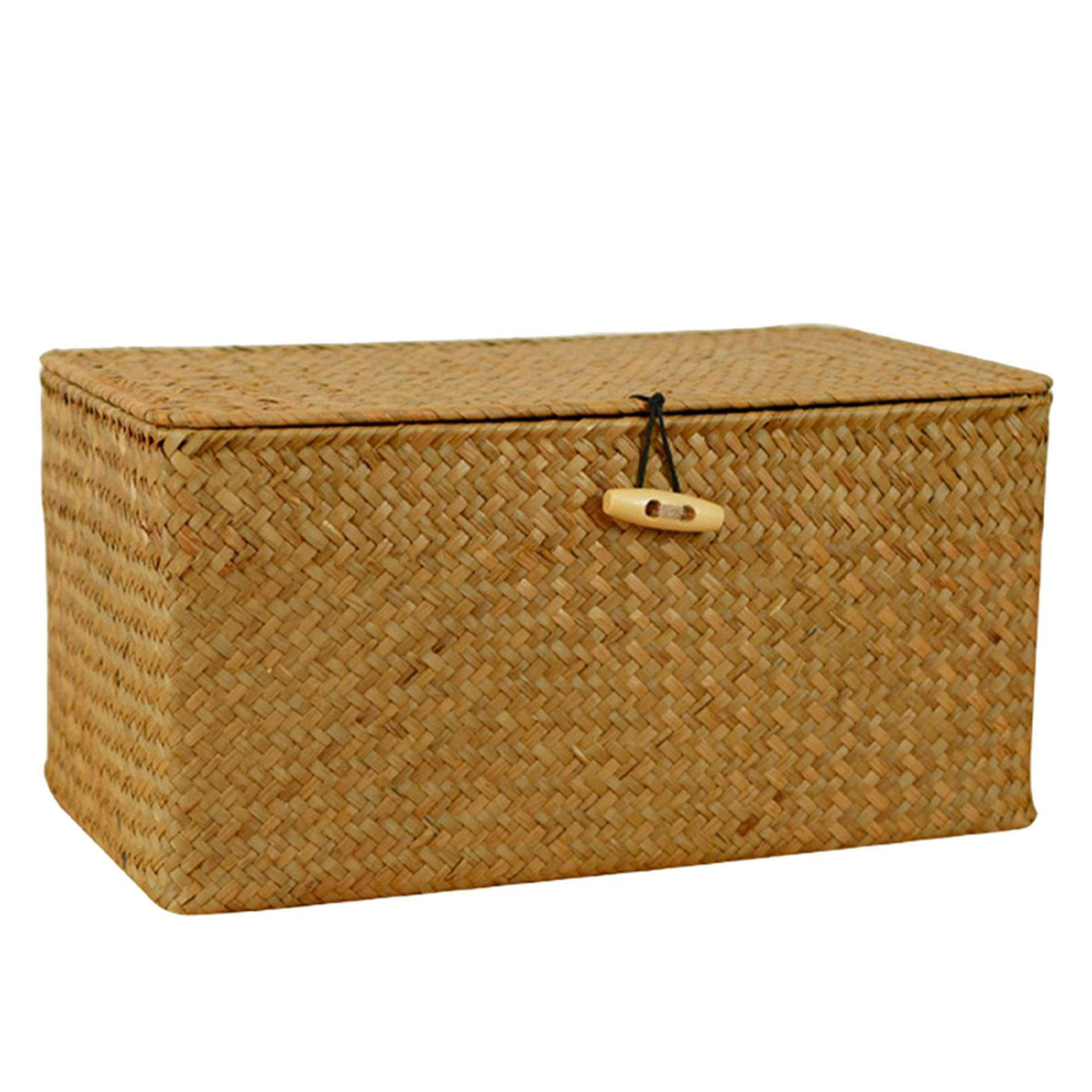 Caja de almacenamiento de ratán tejida a mano con tapa, contenedor de  comida de té de