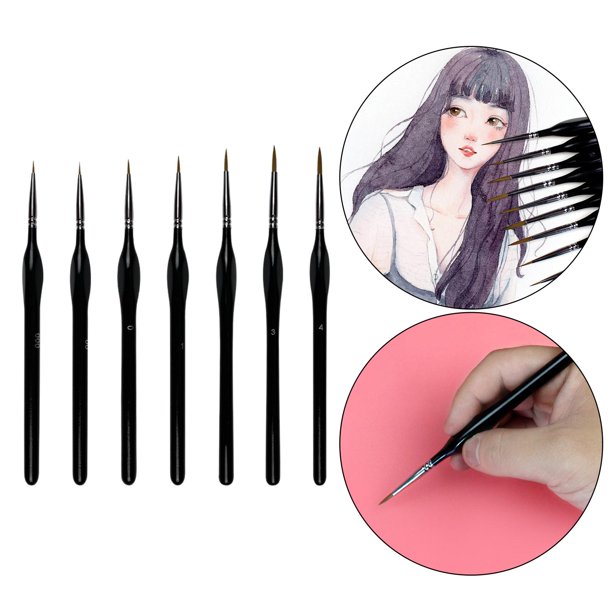 Juego de pinceles de pintura profesional para detalles de cabello de Sable  – 6 pinceles de arte miniatura para detalles finos y pintura artística –