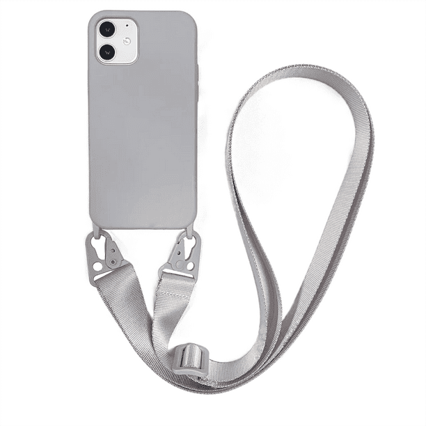 Funda colgante con cuerda blanca y gris para iPhone XR