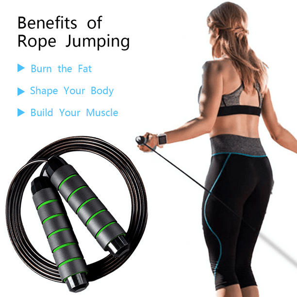 Cuerda de saltar – Cuerda de saltar ajustable para hombres, mujeres y niños  – Cuerda de saltar para ejercicio quema grasa entrenamiento en casa o