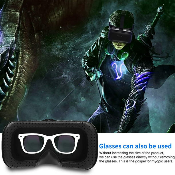 Gafas 3D VR Gafas de realidad virtual, soporte montado en la cabeza 4.0-6.0  pulgadas iPhone/teléfono Android adecuado para películas/juegos, negro