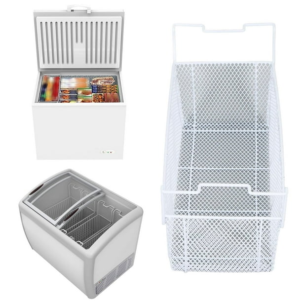  Cestas de alambre para congelador, contenedores organizadores  de almacenamiento de cocina para pecho y congelador vertical, contenedores  divisores de refrigerador con asas, color blanco perla (4) : Hogar y Cocina
