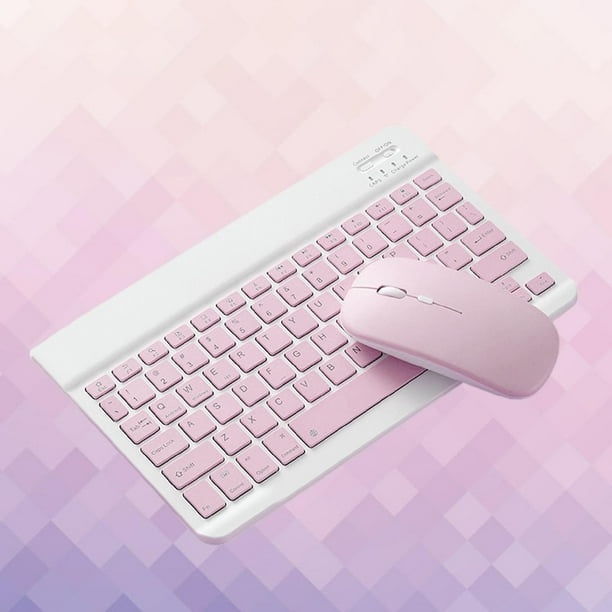 Conjunto de Teclado y Ratón Bluetooth de 2,4GHz para Tablet, de color Rosa,  10 pulgadas de Jinwen