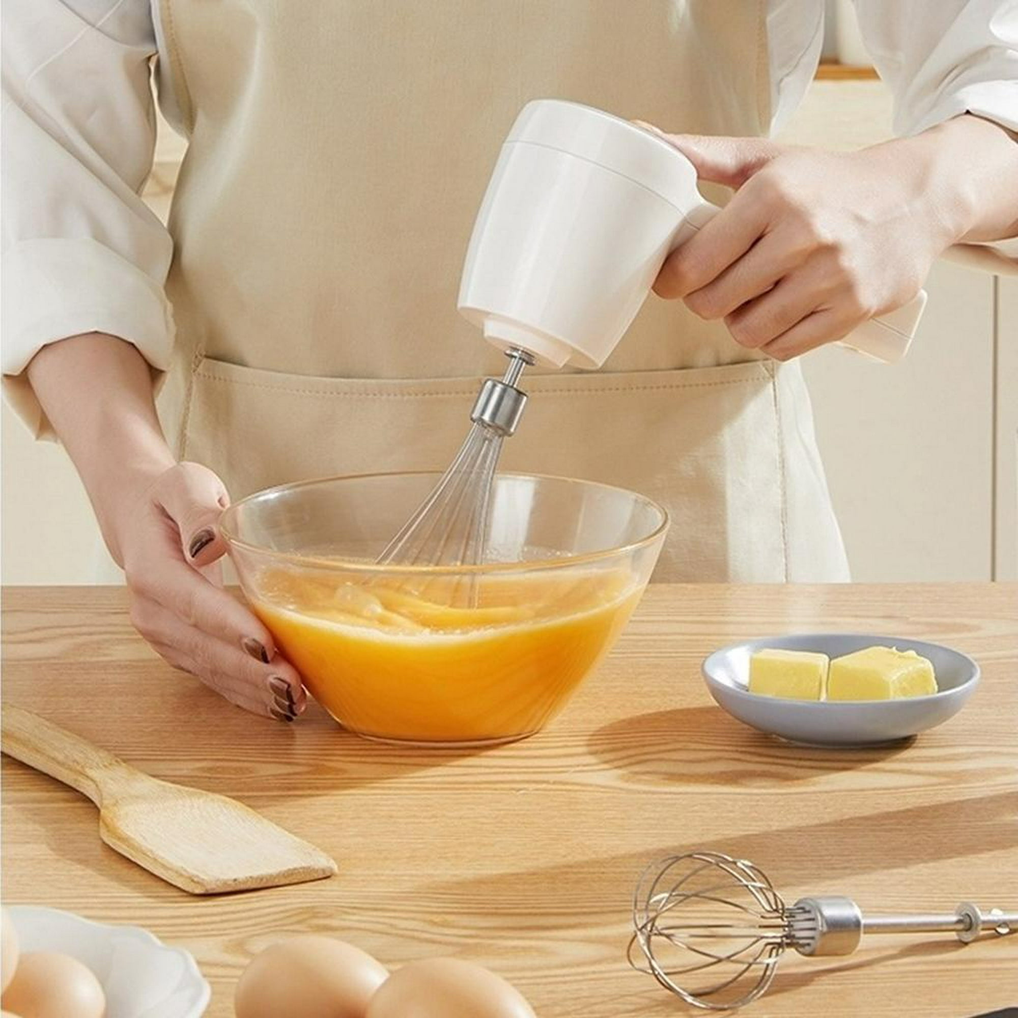 Batidora de mano Batidor de huevos Batidora manual rotativa de acero  inoxidable Utensilios de cocina