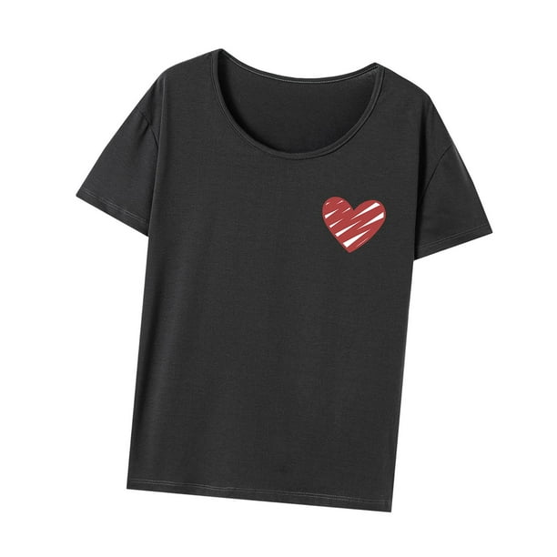 CAMISETA BASICA CORAZON MUJER NEGRO