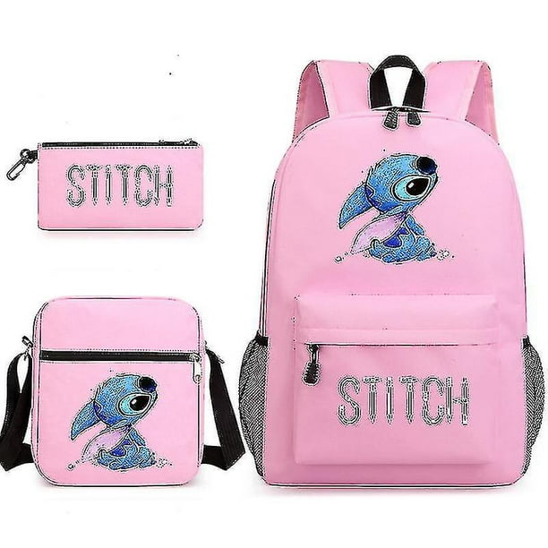 Mochila Stitch Para Niña De 3 Piezas, Regalo Escolar Y Bolsa