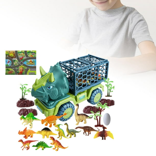 Camión de transporte de dinosaurio creativo, coche de dinosaurio extraíble  con 2 vehículos de dinosaurio, juguetes para niños de 3, 4, 5, 6 y 7 años,  Zulema Juguetes de camiones de dinosaurios