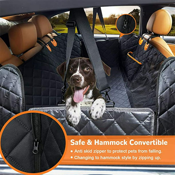 Funda de asiento de coche para perro para asiento trasero, hamaca  impermeable para perros con ventana de malla y cinturón de seguridad para  mascotas