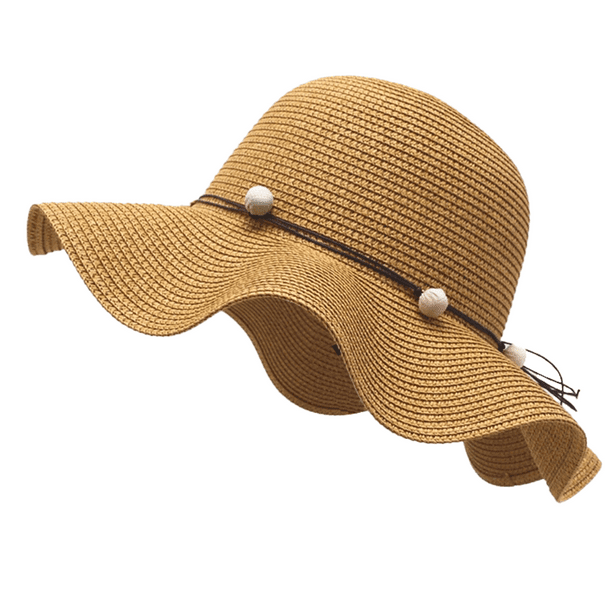 Sombrero de paja para mujer, sombrero de playa de ala ancha