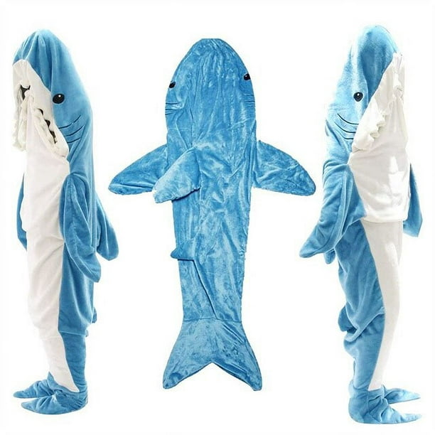 Pijama de tiburón con capucha para niños, manta de tiburón