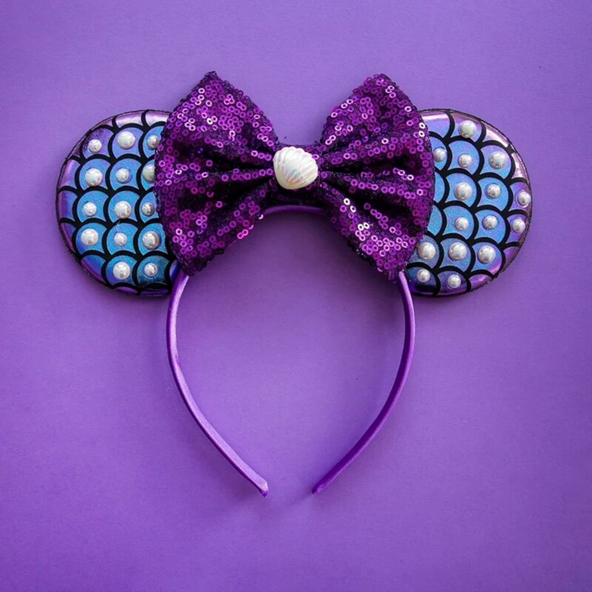 Diadema de orejas de Minnie blancas, diadema de lentejuelas con lazo,  diadema de orejas de ratón para mujeres y niñas, accesorios para el cabello  de