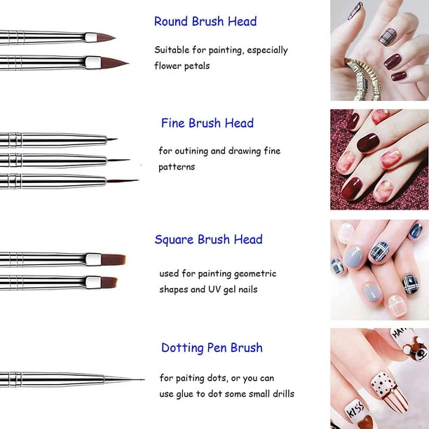 10 Uds Kit de pinceles para uñas acrílicas puntas para decoración de uñas  Gel UV Labymos cepillos de uñas