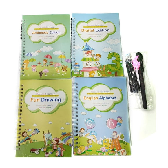 cuaderno de práctica mágica diseño de ranuras de trazado en inglés libro de dibujo de escritura para bebés oso de fresa electrónica