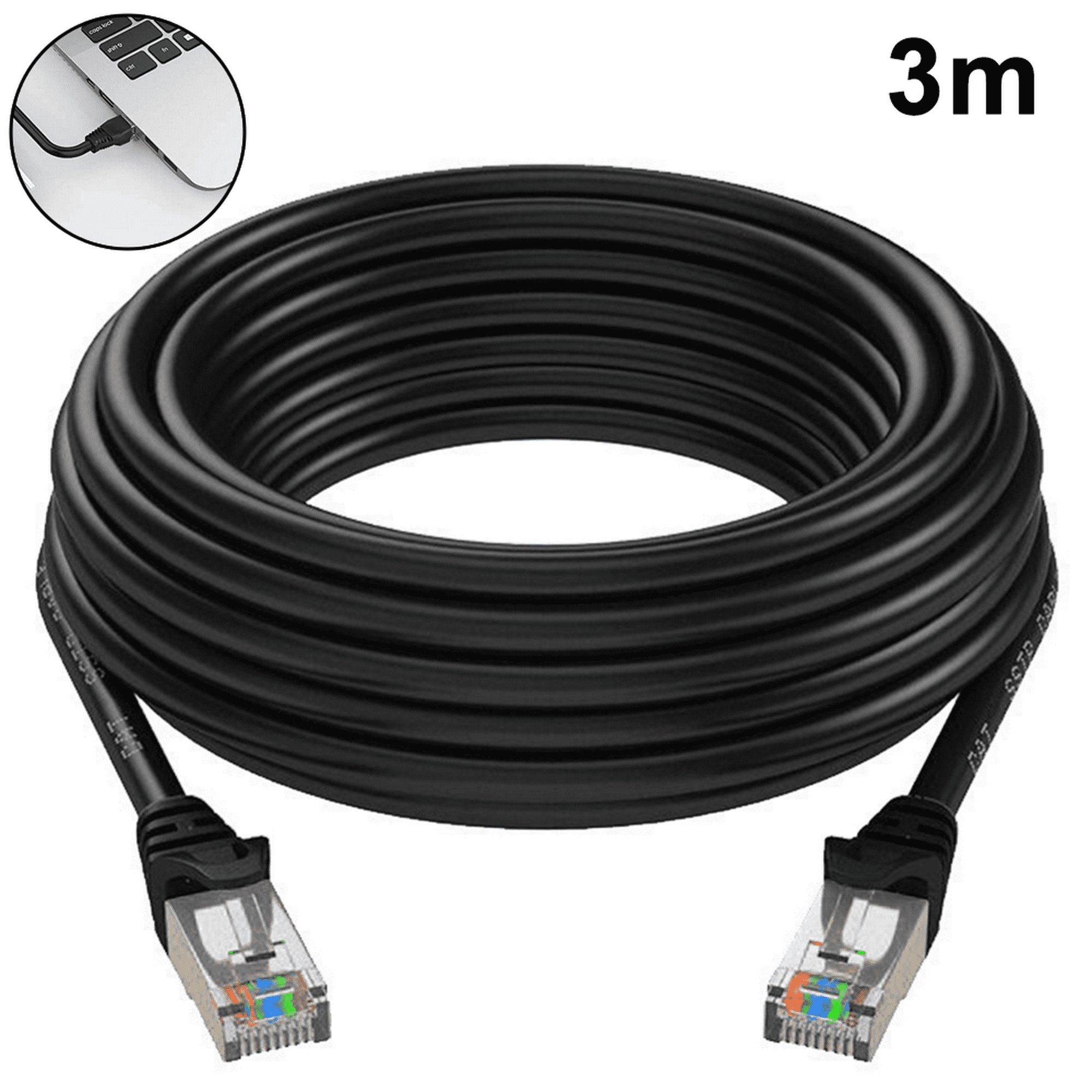 Cable Cat6 Gigabit plano de red LAN con clips para cables