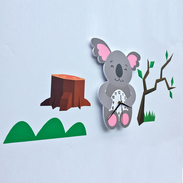 Precioso Reloj de Pared 3D con Animal de Dibujos Animados para de Juegos  Del Dormitorio Coala BLESIY Reloj de pared de animales