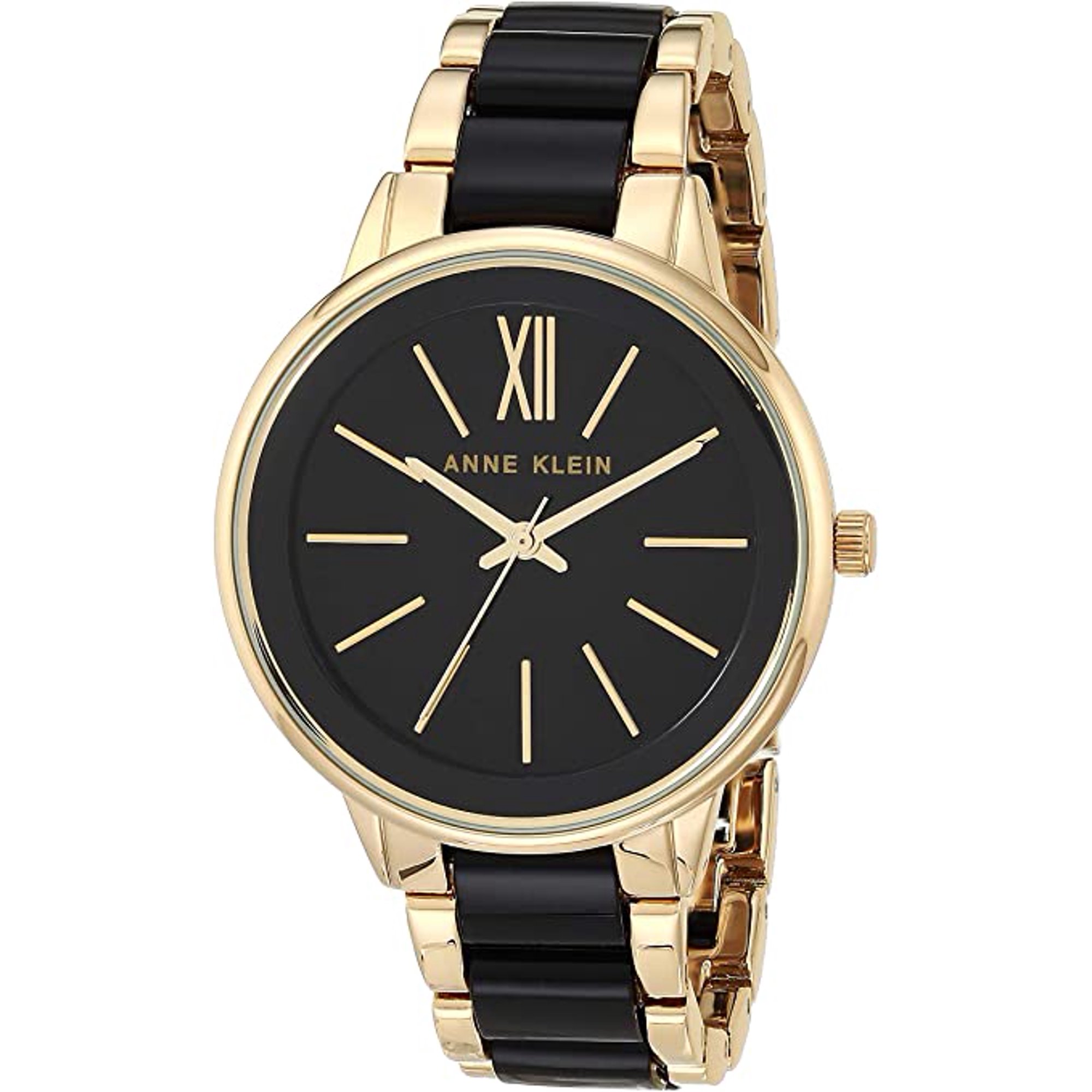 Reloj de Pulsera Vestir Anne Klein AK/1412BKGB para Dama 37mm con Banda de  Resina Movimiento de Cuarzo Japonés Resistente al Agua Negro/Dorado Anne  Klein AK/1412BKGB