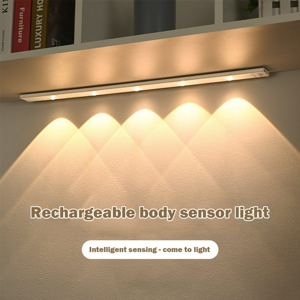 Barra de luz led con Sensor de movimiento PIR, lámpara de interior, efecto  ojo de gato, 30cm, 40cm, recargable para armario de cocina - AliExpress