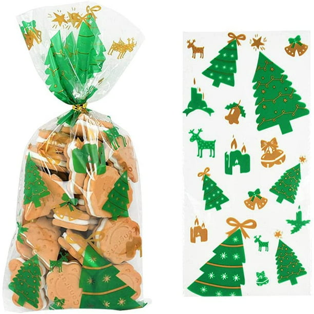 Bolsa de dulces de Navidad, bolsas de celofán para regalos, 200 bolsas de  celofán transparentes de 4 x 6 pulgadas para regalo, tarjetas, calcomanías