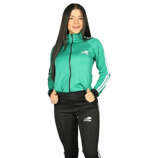 Conjunto Deportivo Dama Mujer Verde Negro Mediano Fire Sports Conjunto  deportivo/Pants/ Verde